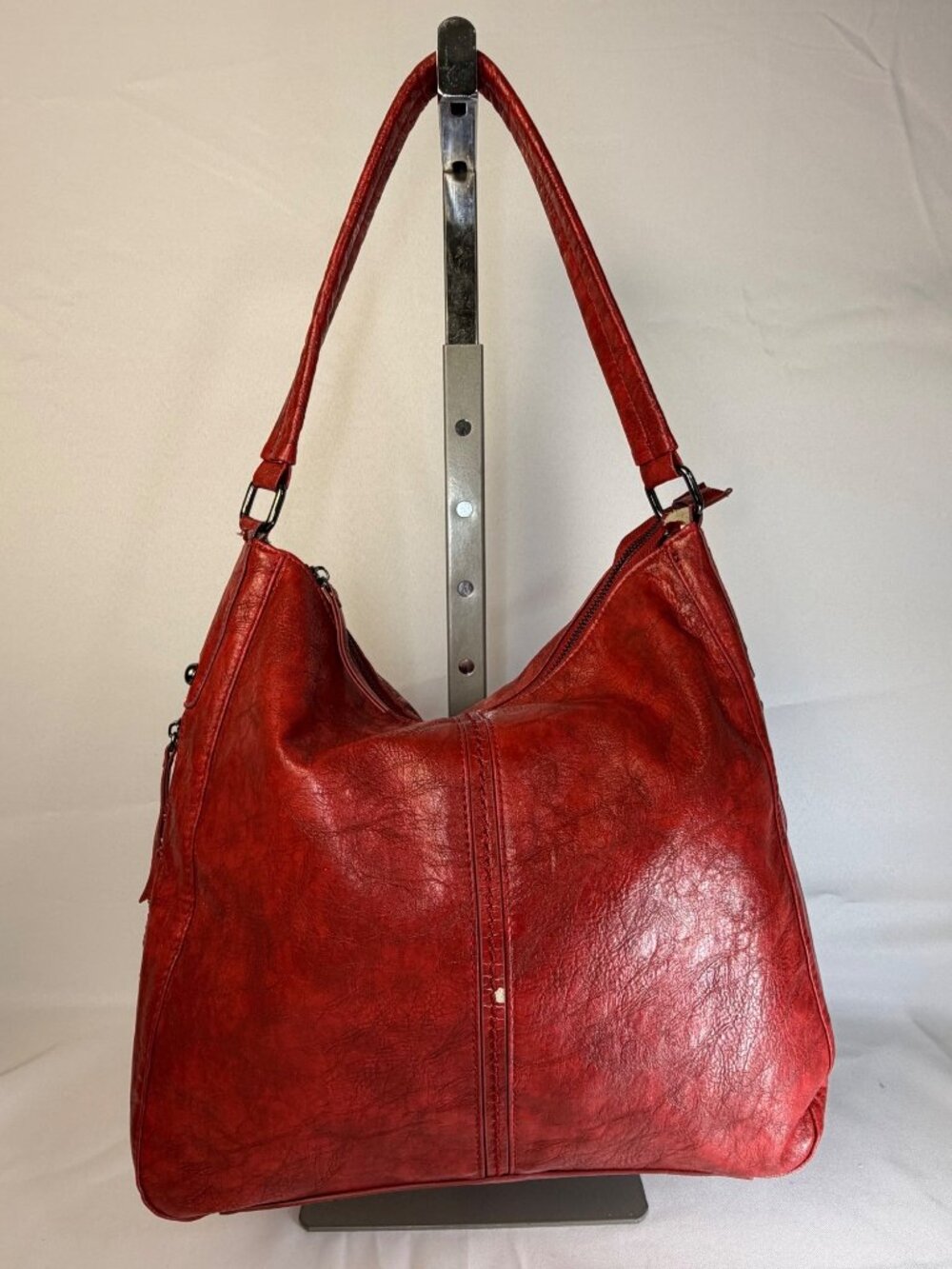Angel Barcelo Shoulder Purse Bag Slouchy Hobo Faux Leather Red Casual Y2k